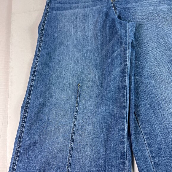 Spanx Jeans Women 34x28* High Rise Front Seam Wide Leg Blue Stretch Denim Tag XL - Picture 4 of 16